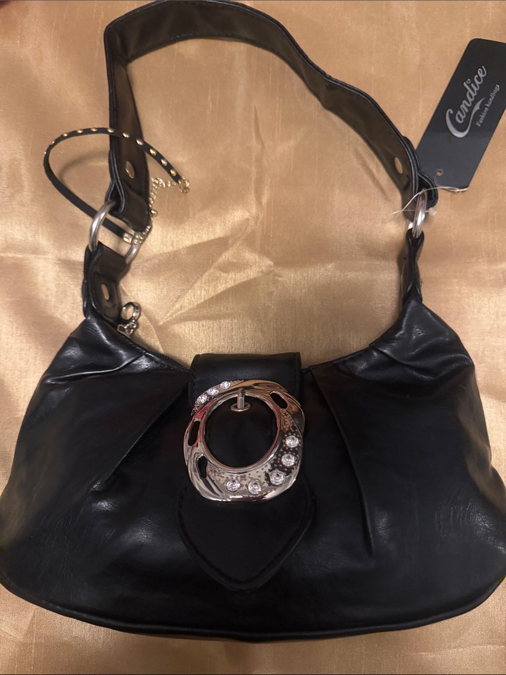 Candie's Black Shoulder Bag with Embellished Silver Buckle - Picture 3 of 5